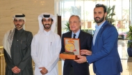 Chairman of the Official Real Madrid Fan Association in Qatar Mohammed Al Kubaisi (second left) with Real Madrid President Florentino Perez in this file photo.