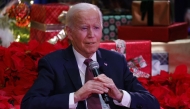 US President Joe Biden speaks during a holiday visit to patients and families at Children痴 National Hospital in Washington, DC, on December 20, 2024. (Photo by Ting Shen / AFP)