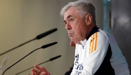 Real Madrid's Italian coach Carlo Ancelotti gives a press conference at Real Madrid Sports City in Valdebebas, in the outskirts of Madrid, on December 21, 2024. (Photo by OSCAR DEL POZO / AFP)
