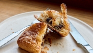 A croissant dough mince pie is pictured at Pophams bakery in London on December 20, 2024. Photo by BENJAMIN CREMEL / AFP