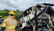 Handout picture released by Minas Gerais Fire Department shows firefighters and other rescue teams working on the site of a crash in Teofilo Otoni, Minas Gerais state, Brazil on December 21, 2024. Photo by Handout / Minas Gerais Fire Department / AFP