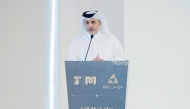 Minister of Environment and Climate Change H E Dr. Abdullah bin Abdulaziz bin Turki Al Subaie, who is also Managing Director and CEO of Qatar Rail, addressing the awards ceremony. 
