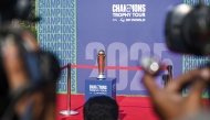 The ICC Champions Trophy during its unveiling ceremony at the National Stadium in Karachi on Saturday. 