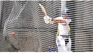 India’s Yashasvi Jaiswal plays a shot in the nets at the Melbourne Cricket Ground.