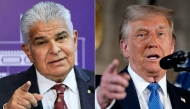 (COMBO) This combination of file pictures created on December 22, 2024 shows a handout picture released by the Panamanian Presidency of President Jose Raul Mulino (L) speaking during a press conference at the Las Garzas government palace in Panama City, on October 3, 2024 and U.S. President-elect Donald Trump speaks at a news conference at Trump's Mar-a-Lago resort on December 16, 2024 in Palm Beach, Florida. (Photo by Handout and Andrew Harnik / various sources / AFP)