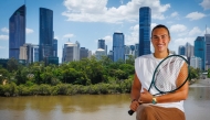 Belarus' Aryna Sabalenka poses during a media conference ahead of the Brisbane International tennis tournament at Kangaroo Point Cliffs in Brisbane on December 24, 2024. (Photo by Patrick Hamilton / AFP) 
