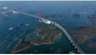 An aerial drone photo taken on Dec. 24, 2024 shows Longmen Bridge in Qinzhou, south China's Guangxi Zhuang Autonomous Region. (Xinhua/Zhang Ailin)
