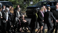 File photo: Former president Jimmy Carter, along with family members, arrives for the funeral of former first lady Rosalynn Carter last year / Washington Post

