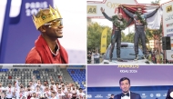 Clockwise from top left: Mutaz Barshim etched his name into history by becoming the first athlete to win four Olympic medals in the high jump; Nasser Saleh Al Attiyah (right) clinched his third consecutive W2RC title, marking his eighth world title overall; Abdulaziz Al Kuwari was crowned as the Middle East Rally Champion at the 2024 FIA Awards Ceremony; and Qatar players celebrate after winning their 6th consecutive Asian Men's Handball Championship title. 
