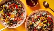 Yachae Bibimbap (Roasted Vegetable Bibimbap). Photo by Rey Lopez for The Washington Post; food styling by Lisa Cherkasky for The Washington Post