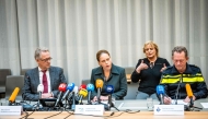 Hugo Hillenaar, chief public prosecutor of Rotterdam, Carola Schouten, Mayor of Rotterdam, and Fred Westerbeke, police chief Rotterdam deliver a press conference on three deadly shootings in Rotterdam on January 3, 2024. Photo by Josh Walet / ANP / AFP