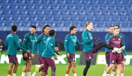 PSG players take part in a training session at the Stadium 974 yesterday. 