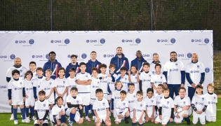 PSG players during the visit to PSG Academy. 