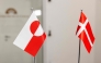 The Greenlandic (L) and Danish flags are pictured at the Ministry of Finance in Copenhagen on January 8, 2025. (Photo by Nikolai Linares / Ritzau Scanpix / AFP) 