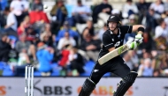 New Zealand's Martin Guptill plays a shot during the second one-day international cricket match between New Zealand and Bangladesh at Hagley Oval in Christchurch on February 16, 2019. / AFP / Marty MELVILLE