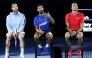 :Britain’s Andy Murray (L) reacts with Serbia’s Novak Djokovic (C) and Germany’s Alexander Zverev during a charity event titled ‘Night with Novak’ on Rod Laver Arena in Melbourne on January 9, 2025 ahead of the Australian Open tennis championship starting on January 12. (Photo by DAVID GRAY / AFP)