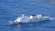 This handout aerial photo taken on January 13, 2025 and released by the Philippine Coast Guard (PCG) on January 14 shows Chinese Coast Guard ship 5901 sailing in the South China Sea. Photo by Handout / Philippine Coast Guard (PCG) / AFP