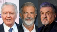 This combination of pictures created on January 16, 2025 shows US actor Jon Voight in Hollywood, California, August 20, 2024, US actor and filmmaker Mel Gibson in Los Angeles on September 24, 2024, and US actor Sylvester Stallone in New York City on November 9, 2022. (Photos by Valerie Macon and Timothy A Clary / AFP)
 