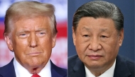 This combination of pictures created on November 07, 2024 shows former US President and Republican presidential candidate Donald Trump in Pittsburgh, Pennsylvania on November 4, 2024, and Chinese President Xi Jinping at a press conference in Belgrade, on May 8, 2024. (Photo by Charly Triballeau and Elvis Barukcic / AFP)