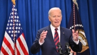 US President Joe Biden speaks about the Israel-Hamas ceasefire and hostage deal in North Charleston, South Carolina, on January 19, 2025. (Photo by Roberto Schmidt / AFP)