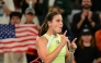 USA's Emma Navarro celebrates after her victory against Russia's Daria Kasatkina during their women's singles match on day nine of the Australian Open tennis tournament in Melbourne on January 20, 2025. (Photo by Yuichi YAMAZAKI / AFP)