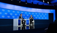 Prime Minister and Minister of Foreign Affairs H E Sheikh Mohammed bin Abdulrahman bin Jassim Al Thani with President and CEO of World Economic Forum Borge Brende at the World Economic Forum session in Davos.