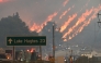 Flames from the Hughes Fire burn a hillside in Castaic, a northwestern part of Los Angeles County, California, on January 22, 2025. Photo by Robyn Beck / AFP.