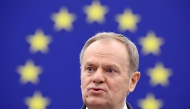 Poland's Prime Minister Donald Tusk speaks during the presentation of the programme of the Polish Presidency as part of a plenary session at the European Parliament in Strasbourg, eastern France, on January 22, 2025. (Photo by FREDERICK FLORIN / AFP)
