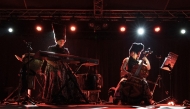 Iryna Kovalenko (L) and Nina Garenetska from the Ukrainian folk music quartet DakhaBrakha perform in Paris on January 22, 2025. (Photo by Sébastien Dupuy / AFP)
