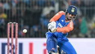 India's Tilak Varma plays a shot during the second Twenty20 international cricket match between India and England at the M.A. Chidambaram Stadium in Chennai on January 25, 2025. (Photo by R.Satish BABU / AFP)