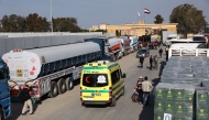 Rafah: Aid trucks wait to enter Gaza at the Egyptian side of the Rafah border crossing on Jan. 19, 2025.(Xinhua/Ahmed Gomaa)