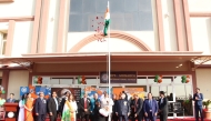 Officials and guests celebrating Republic Day of India at DPS Monarch International School.