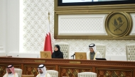 Speaker of the Shura Council H E Hassan bin Abdullah Al Ghanim chairing the council's regular weekly session at Tamim bin Hamad Hall at the Shura Council’s headquarters yesterday. 