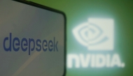 This photo illustration shows the DeepSeek and Nvidia logos on screens in Hangzhou, in China's eastern Zhejiang province on January 27, 2025. (Photo by AFP) 