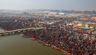 Pilgrims gather at the confluence of the Ganges, Yamuna and mythical Saraswati rivers in Prayagraj on January 29, 2025. (Photo by Niharika Kulkarni / AFP)