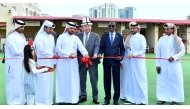 Managing Director of the Private Engineering Office, Nasser Rashid Al Nuaimi (third left), Ambassador of the Kyrgyz Republic H E Marat Nuraliev (centre), Ambassador of Djibouti H E Dayib Doubad Robleh (third right), and other officials inaugurating the International Honey Exhibition at Souq Waqif. 