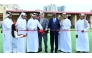 Managing Director of the Private Engineering Office, Nasser Rashid Al Nuaimi (third left), Ambassador of the Kyrgyz Republic H E Marat Nuraliev (centre), Ambassador of Djibouti H E Dayib Doubad Robleh (third right), and other officials inaugurating the International Honey Exhibition at Souq Waqif. 