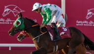 Jockey Arnaud De Lepine guides Al Warkah to win in the Local Thoroughbred Handicap race for Ras Rokn Island Cup. PICTURES: JUHAIM/QREC