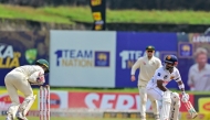 Australia's Alex Carey (L) stumps out Sri Lanka's Kusal Mendis (R) during the fourth day of the first Test cricket match between Sri Lanka and Australia at the Galle International Cricket Stadium in Galle on February 1, 2025. (Photo by Ishara S. Kodikara / AFP)