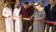 H E Sheikh Faisal bin Qassim Al Thani with other officials and guests inaugurating the exhibition.