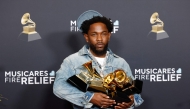 Kendrick Lamar, winner of Record Of The Year, Best Rap Performance, Best Rap Song, Best Music Video and Song Of The Year for “Not Like Us”, poses in the press room during the 67th GRAMMY Awards at Crypto.com Arena on February 02, 2025 in Los Angeles, California. Frazer Harrison/Getty Images/AFP 