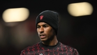 Manchester United's English striker #10 Marcus Rashford warms up ahead of the UEFA Europa league, League Phase football match between Manchester United and PAOK Thessaloniki at Old Trafford stadium in Manchester, north west England, on November 7, 2024. Photo by Oli SCARFF / AFP