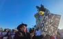 People gather in support of immigrants in Houston, Texas, on February 2, 2025. (Photo by Moisés ءVILA / AFP)
