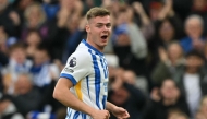 (FILES) Brighton's Irish striker #28 Evan Ferguson celebrates after scoring their second goal during the English Premier League football match between Brighton and Hove Albion and Wolverhampton Wanderers at the American Express Community Stadium in Brighton, southern England, on October 26, 2024. (Photo by Glyn KIRK / AFP)