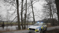 A police vehicle is seen near the Risbergska School in Orebro, Sweden, on February 4, 2025, following reports of a serious violent crime. Photo by Kicki NILSSON / TT NEWS AGENCY / AFP