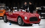 This photograph shows a 1950 Ferrari 166 MM Touring Barchetta during the press presentation of the exhibition 