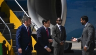 US Secretary of State Marco Rubio (C) arrives at La Aurora International Airport in Guatemala City on February 4, 2025. (Photo by Johan ORDONEZ / Pool AP / AFP)
