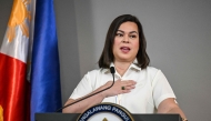 Philippine Vice President Sara Duterte gives a statement on impeachment complaints filed against her at her office in Mandaluyong, Metro Manila on February 7, 2025. Photo by JAM STA ROSA / AFP