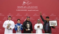 QREC Racing Manager Abdulla Rashid Al Kubaisi crowned the winners of the Al Arish Cup. Pictures: Juhaim/QREC