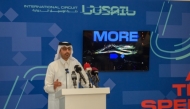 Lusail International Circuit CEO Abdulaziz Ali Al Mohannadi addressing the media.